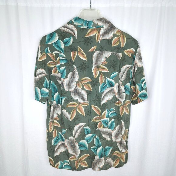 Batik Bay Hawaiian Shirt Large Floral Silk Green - Picture 5 of 6